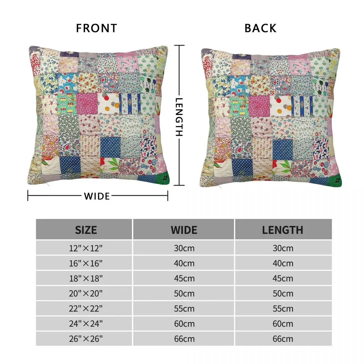 Vintage Patchwork Quilt Square Pillowcase Polyester Linen Velvet Printed Zip Decorative Pillow Case Car Cushion Cover