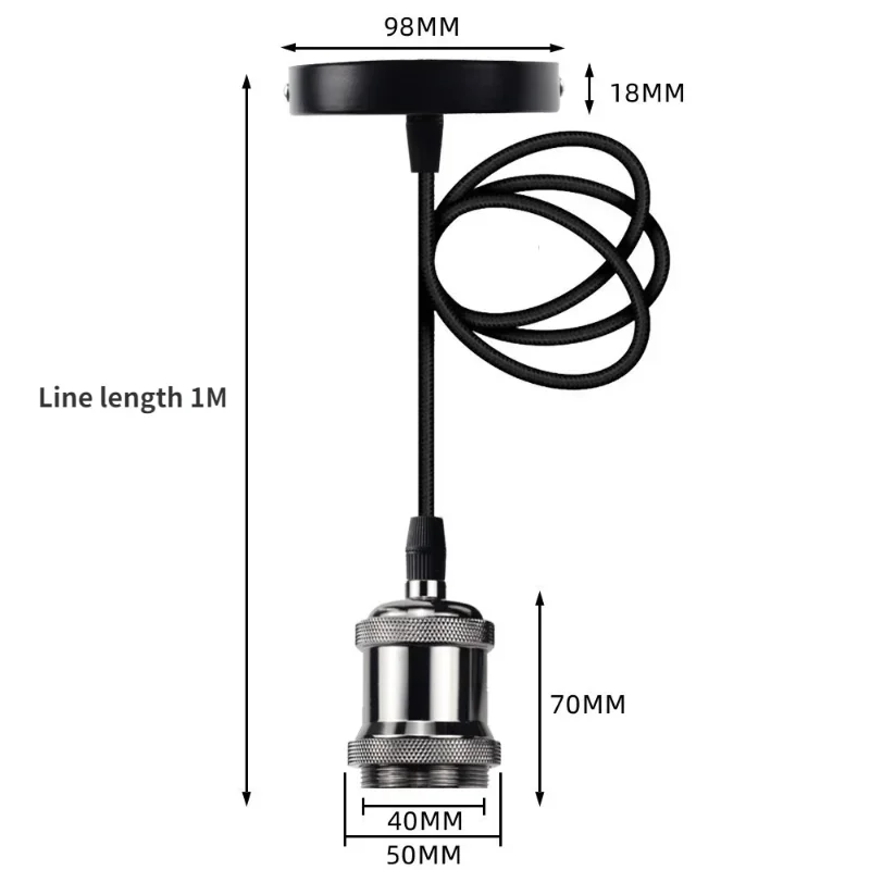 Vintage Pendant Light Base E27 Retro Industrial Pendant Lamp Simple Hanging Lights 110V 220V Fixtures E27 for Restaura 1M