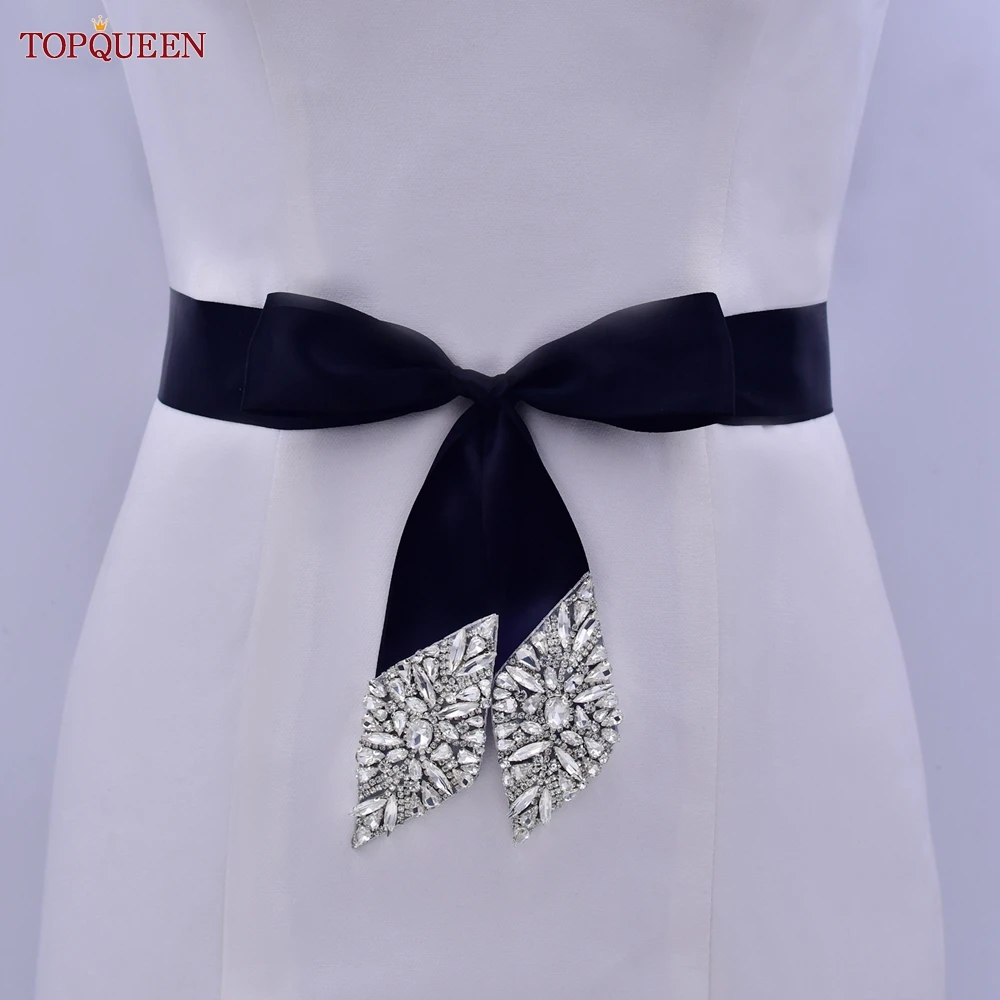 TOPQUEEN – ceintures scintillantes pour robe de mariée, en strass, en diamant, en cristal, S108