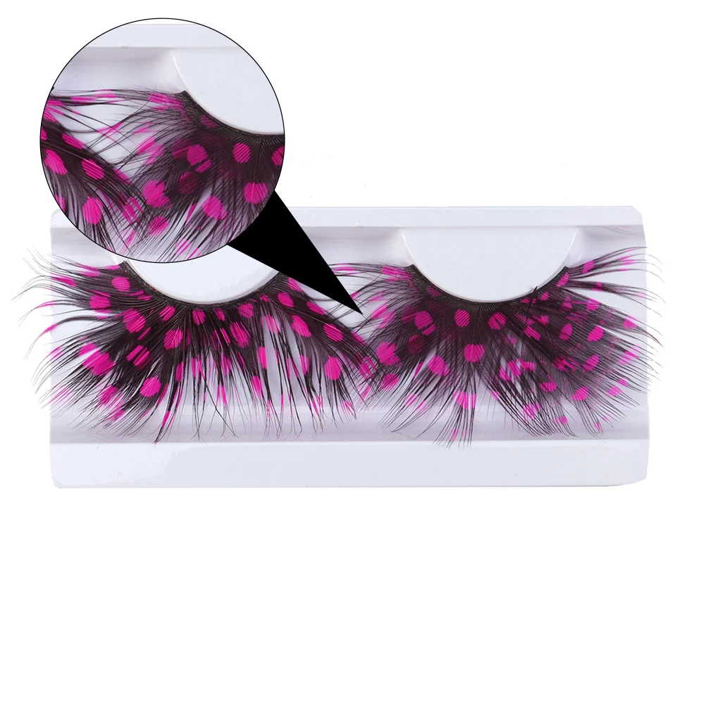 

2Pairs False Eyelashes Colorful Handmade Reusable Charming Makeup Party Costume Pink Eyelash False Eyelash