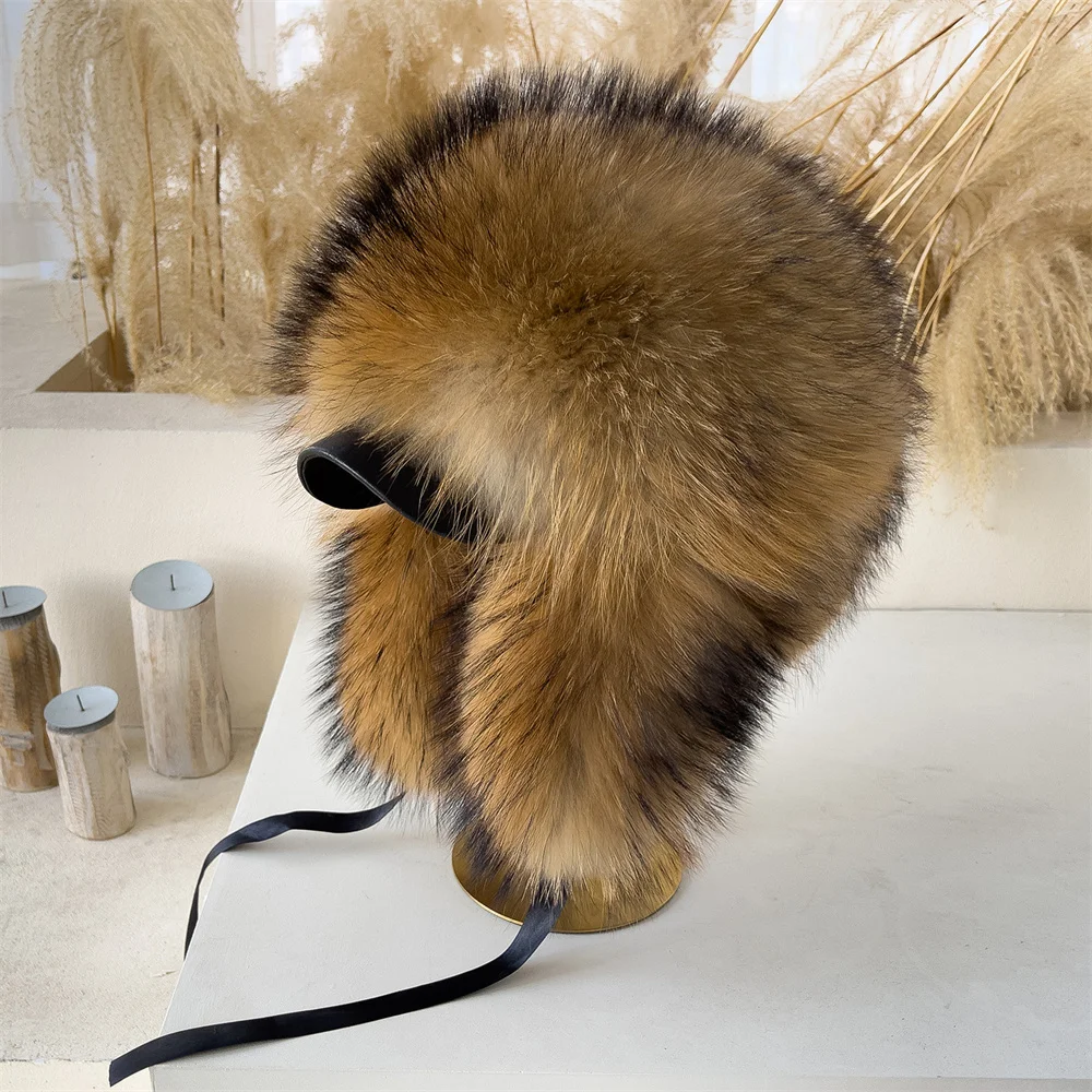 Hot High-end Luxury Fur Hat Woman Men's Fox Fur Hat Ushanka Lei Feng Cap Ear Cap Warm Winter Fur Hat Russian 100% Fox Fur Hat