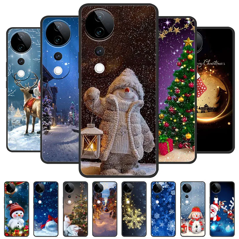 Christmas Silicone Soft Case for Vivo V40 V2348 Cover Bumper for Vivo V40 5G vivoV40 V 40 S19 Pro Cute Bumper Funda