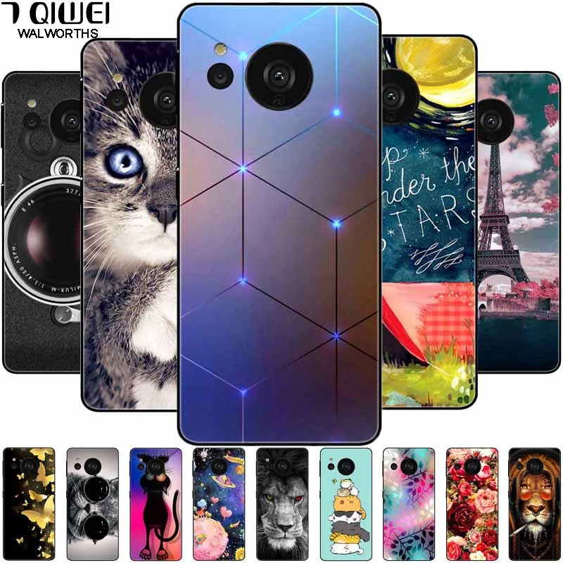 For Sharp Aquos Sense7 Plus Case Sense 7 Silicone Lion Cats TPU Black Funda Coque for Sharp Sense 7 Cover 7Plus Protector Capa