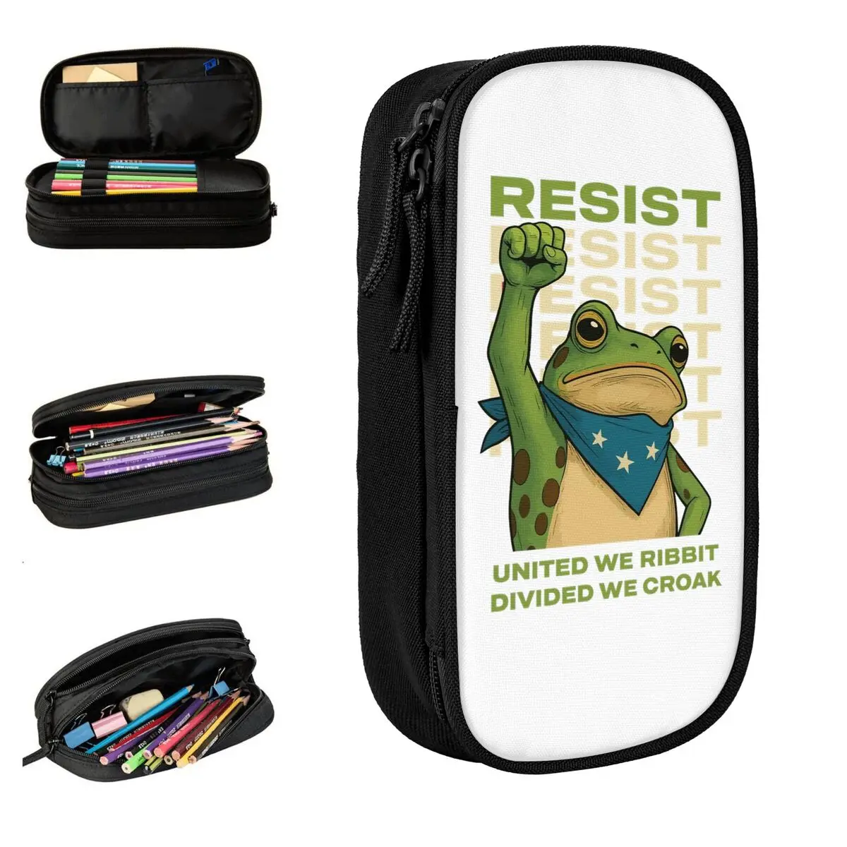 

Frog Resist Protest Portland Frog Pencil Cases Pen Holder Bags Student Large Storage School Supplies Gifts Pencilcases