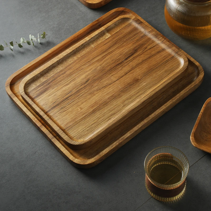 Japanese Zebra Wood Dessert Tray, Rectangular Tea Tray, Home Kitchen Accessories Wooden Tableware Snack Fruit Plate Cute Plate