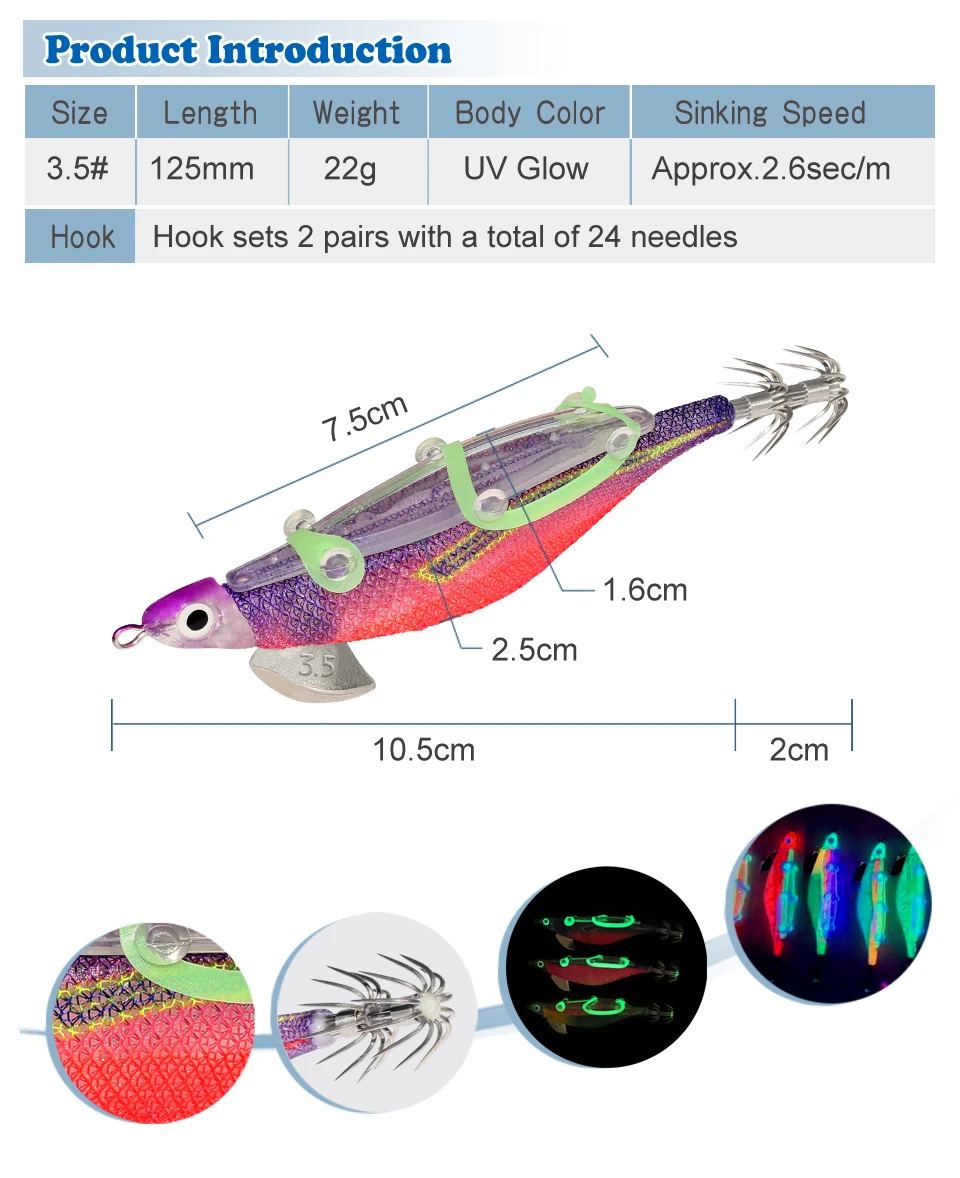 Neue Angeln Locken Tintenfisch Jig Gebündelt Leucht Webfoot Octopus Egi Tintenfisch Haken Künstliche Harten Köder Salzwasser Meer Garnelen locken – Detail 2