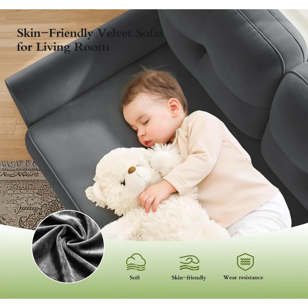 أريكة مخملية مدمجة بمقعدين، 48 مقعدًا عميقًا، أريكة مريحة لغرفة النوم، 21 مقعدًا، خيارات جلوس مريحة