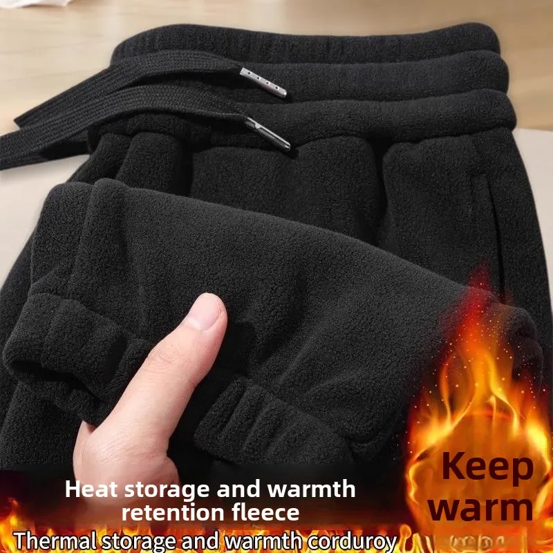 

Double-Sided Fce Joggers Men's Loose Fit Warm Outerwear Winter Youth Faion Thiened Cargo Pants Bla Color