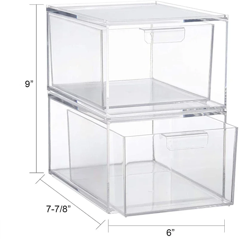 Imagem -06 - Caixa de Armazenamento Cosmético Transparente Gaveta de Mesa Simples Organizador de Artigos de Papelaria Pode Ser Empilhado para Armazenar