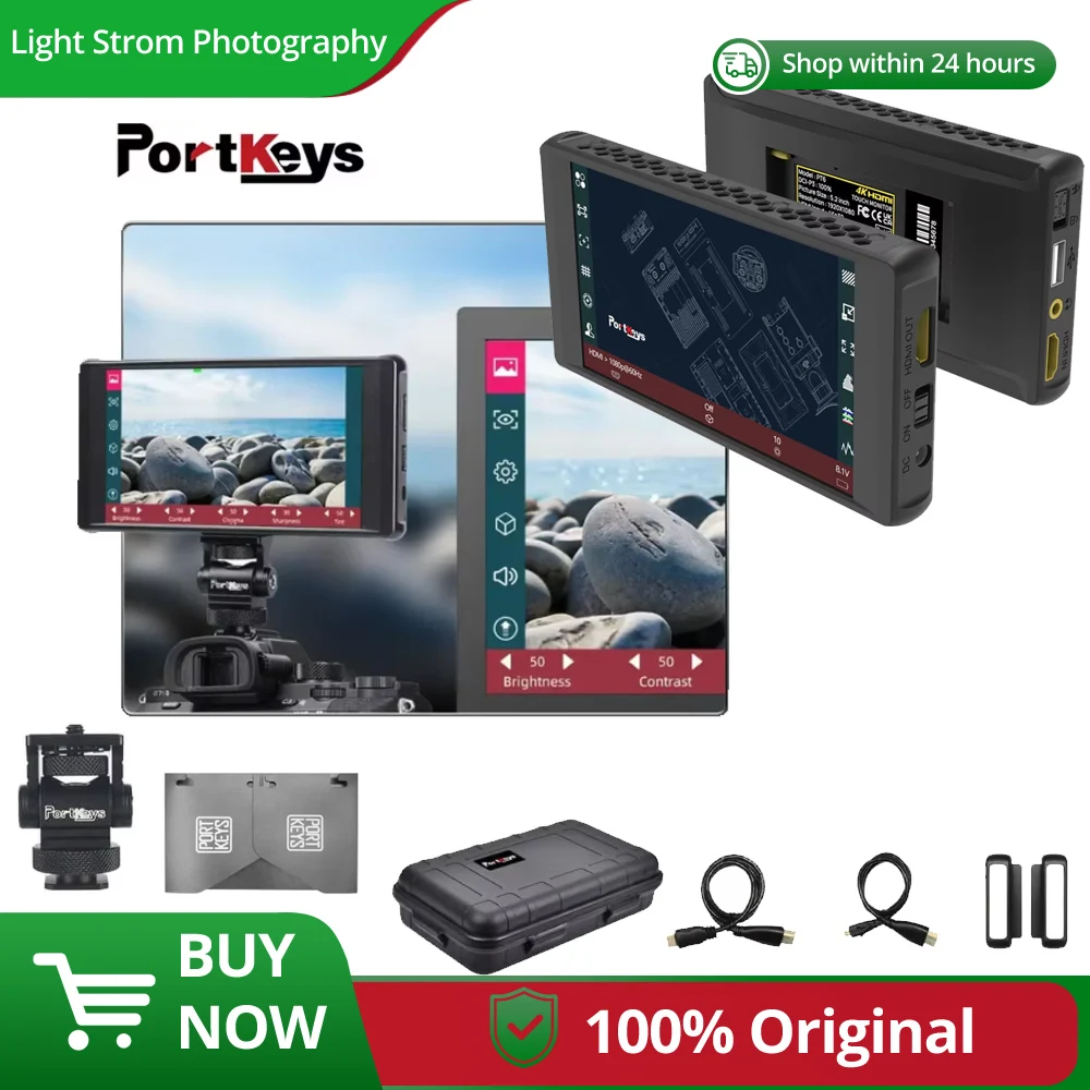 

Portkeys PT6 4K-HDMI Display Real Time Live Steaming Stretch Legs Effects for DSLR Camera 5.2" Touch Screen Camera Field Monitor