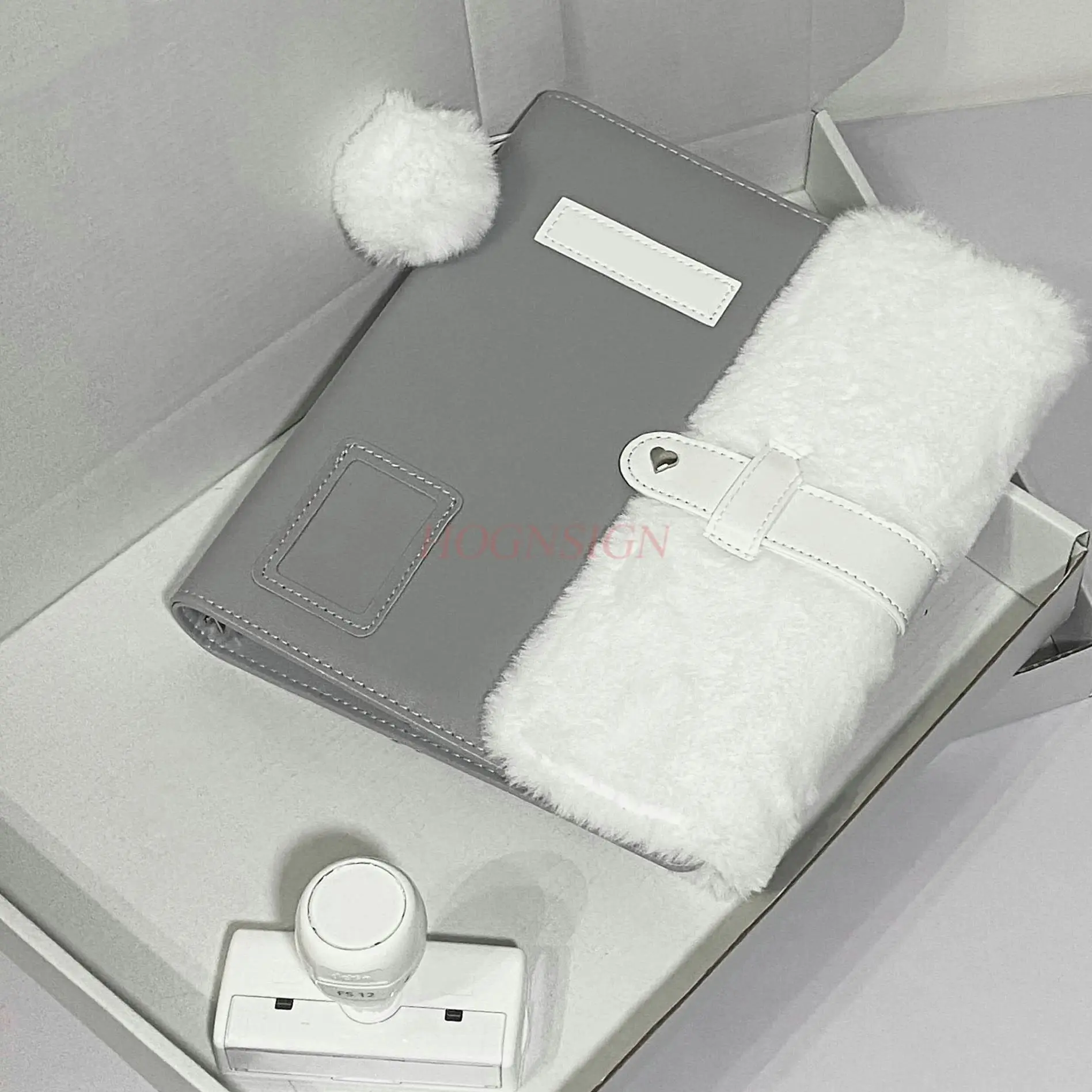 1book Four Palace Grid A5 Polaroid Album Gray Plush Leather Splicing Card Album Love Bean Small Card Storage Album