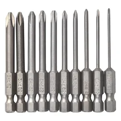 10Pcs 65mm Magnetic 1/4inch Hex Electric Cross Screwdriver Bits PH00 PH0 PH1 PH2 Hex Shank Magnetic Cross Screw Head