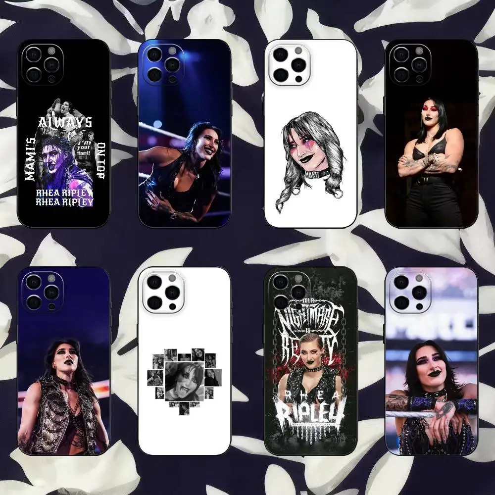 

R-Rhea Ripley Phone Case For iPhone 17,16,15,14,13,12,11 Plus,Pro Max,Soft Silicone Black Cover