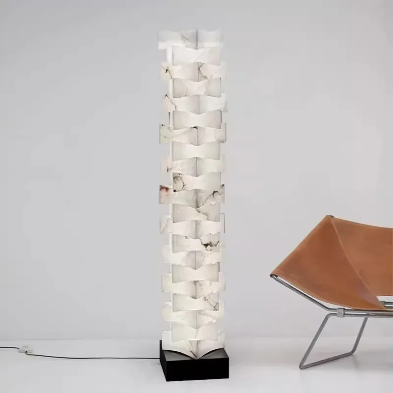 

Imported marble designer sales office model room living room villa natural sculpture marble floor lamp