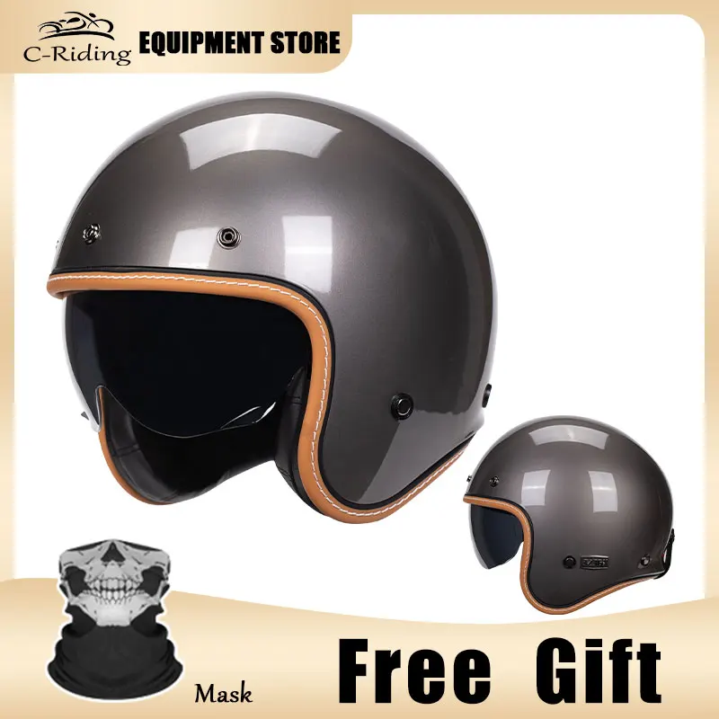 

DOT Approved Jet Helmet Men Women Retro Open Face Helmet 3/4 Motorcycle Helmets Classic Half Helmet Four Season Capacete De Moto