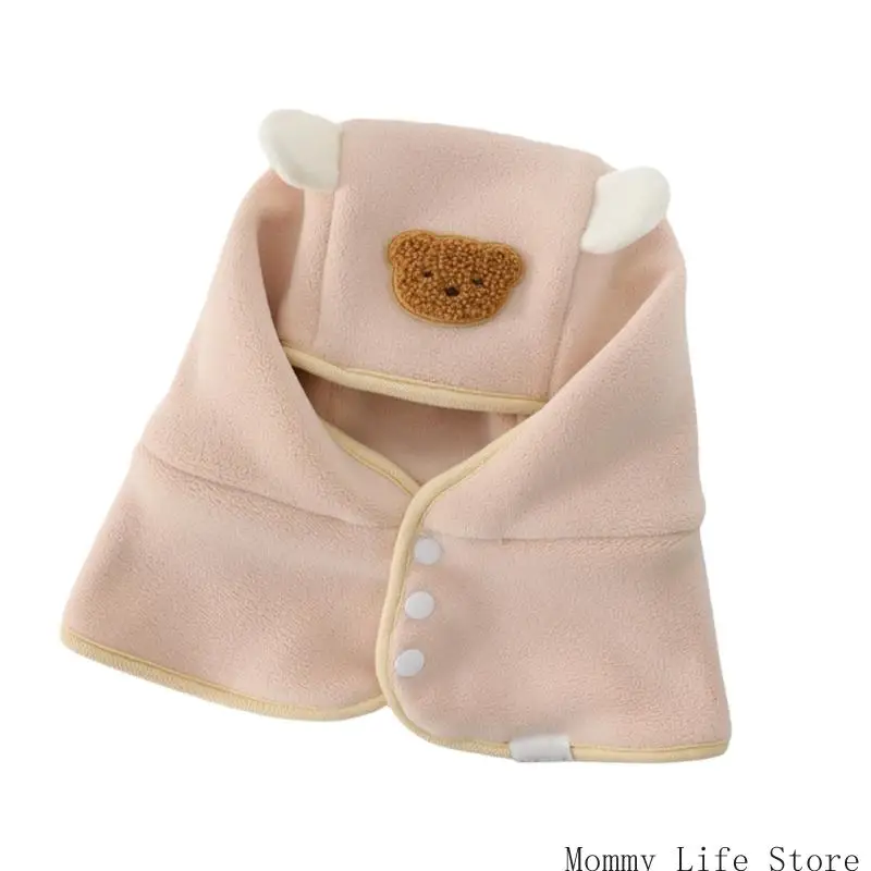

Multifunctional Infant Hooded Shawl Neck Warmer Winter Hat Soft Polyester Fabric