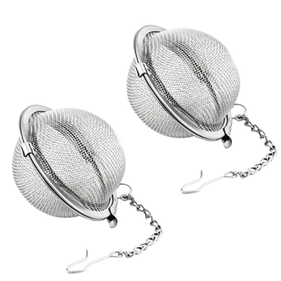 

2pcs Stainless Steel Tea Strainer Infuser Ball Mesh Tea Filter with Eended Chain Hook for Loose Tea Leaves 2 Ih