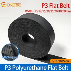 P3-25 Flat Belt Width 10 12 15 20 25 30 40 50mm Thickness 3mm color black Polyurethane with Steel core for Fitness Equipment