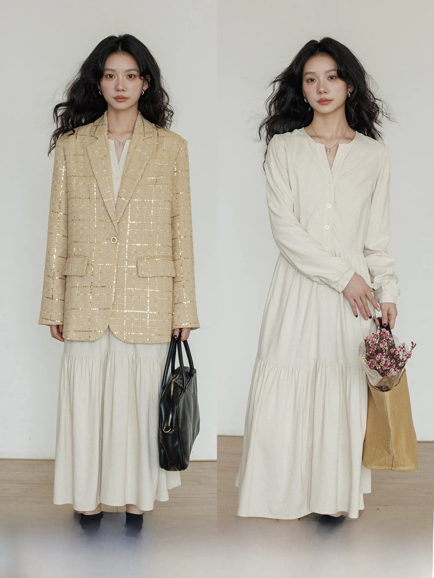 

Весеннее женское платье с V-образным вырезом и длинными рукавами из льняной смеси, в стиле Old Money, для повседневной носки, с завышенной талией, элегантное длинное платье для отпуска