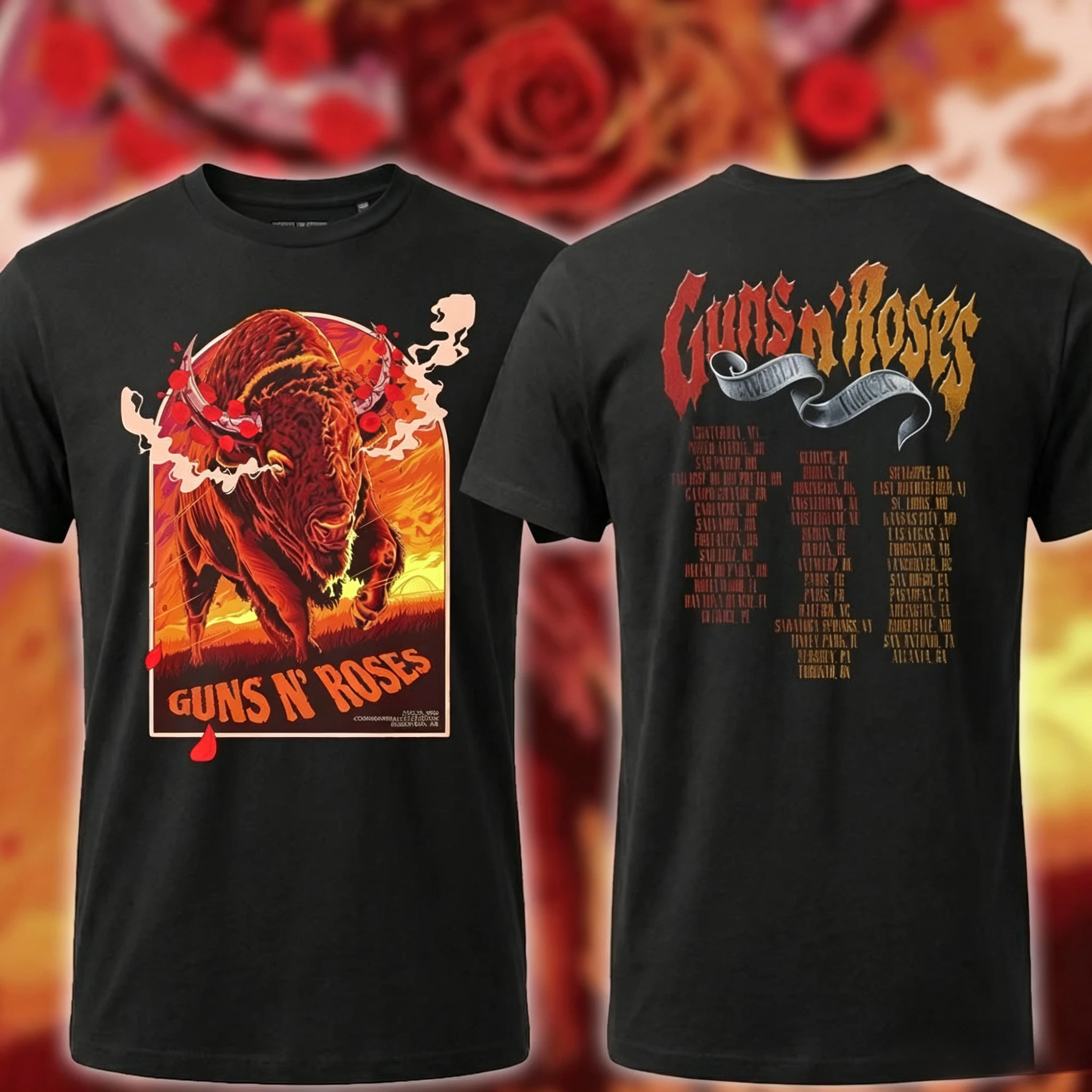 Guns N’ Roses World Tour 2026 Concert Commonwealth Stadium Edmonton Alberta Retro Rock Band Streetwear Oversized Cotton Tee
