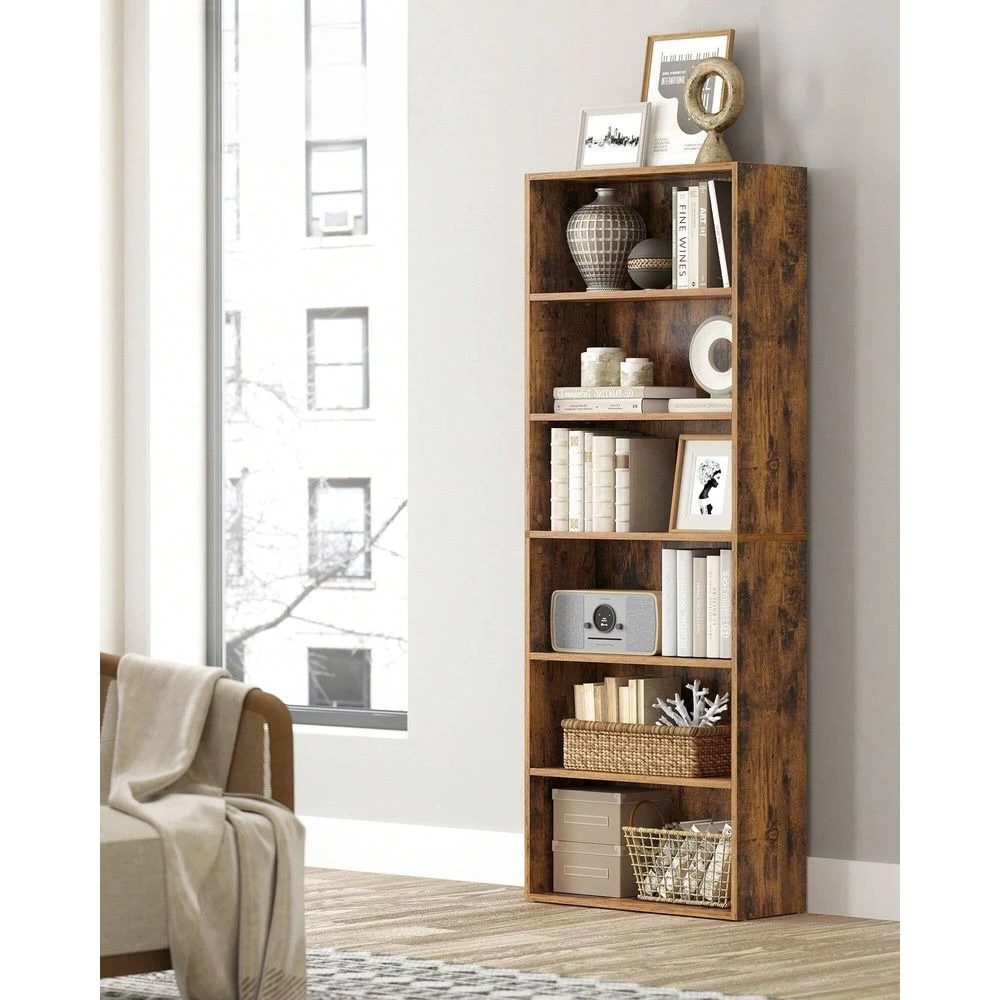 

6-ярусный открытый книжный шкаф-стеллаж, отдельно стоящая полка для хранения, современная мебель для дома, гостиной, домашнего офиса, столовой