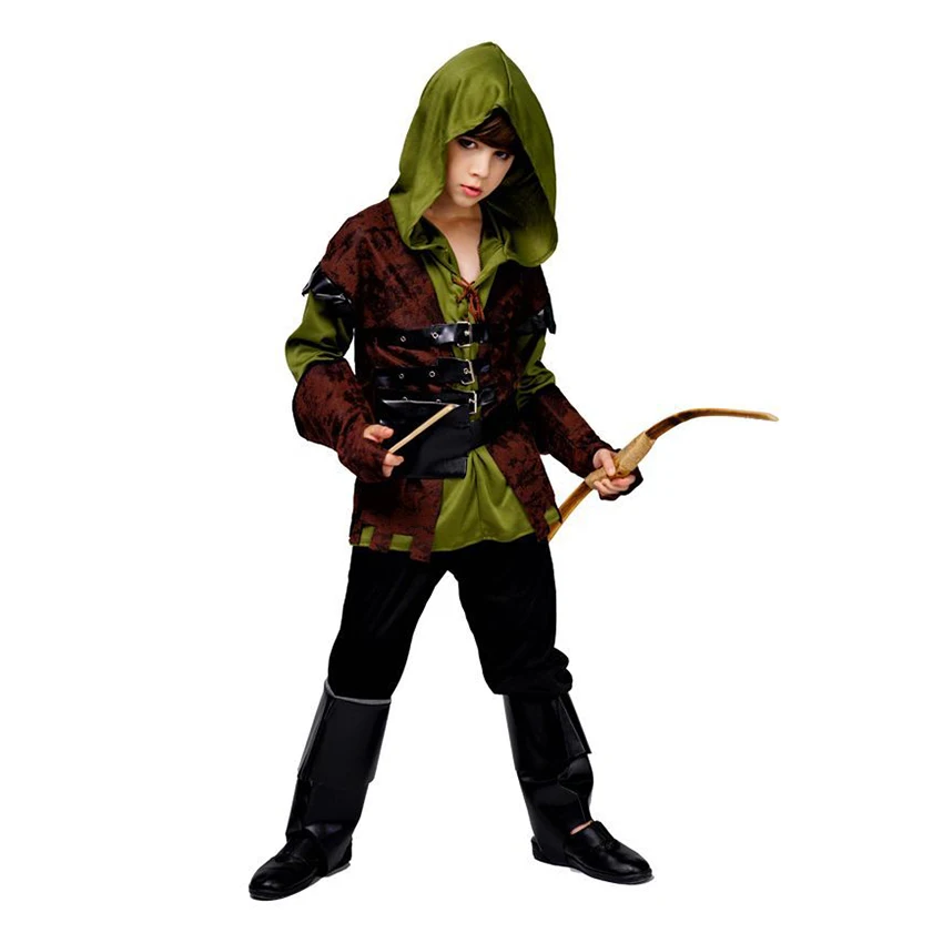 Hunter Hoodie Archer Knight Viking Pirates Cosplay Halloween Costumes for Kids Fancy Party Dresses Carnival Warrior Fantasia