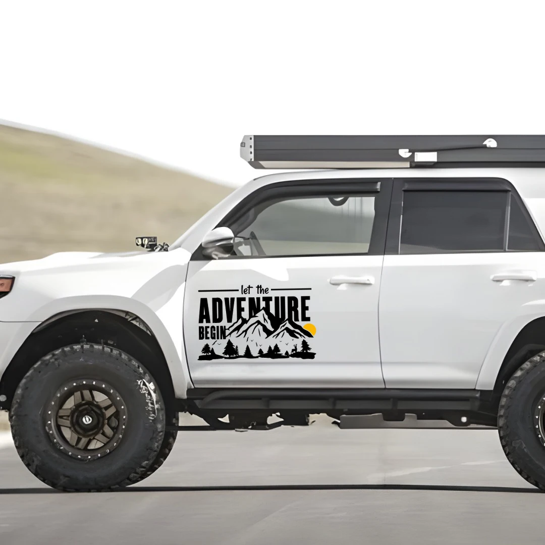 Lassen Sie das Abenteuer beginnen, Off-Road-Autoaufkleber, Glasfenster, Karosseriedekoration, wasserfester Vinyl-Aufkleber