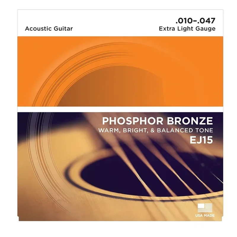 EXP15 Music Accessories Coated Phosphor Bronze Extra Light Guitar Strings 10-47 For 6 String Acoustic Guitar Music Lovers Choice