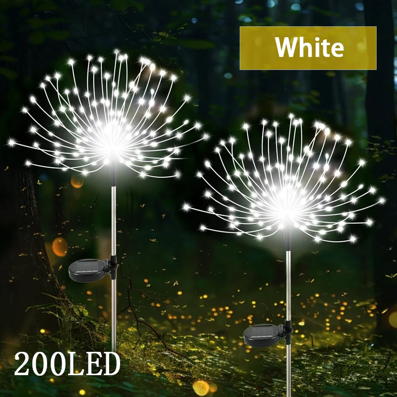 Solar Garden Lights Outdoor, 2 Pack 60 LED Twinkling Firework Lights Decorative with 2 Modes, Outdoor Waterproof Solar Starburs
