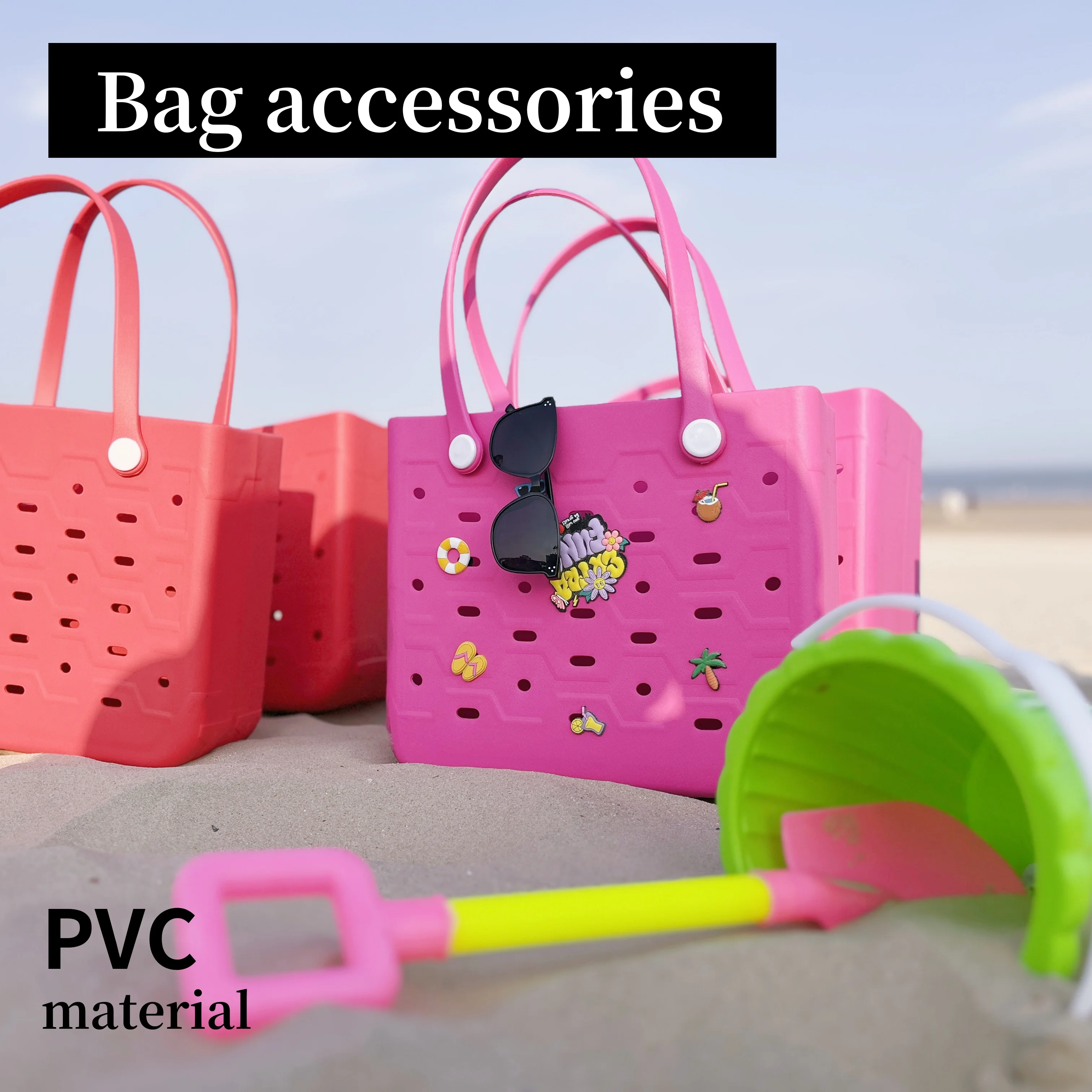 Bogg Bag Accessories 7pcs summer beach Charms Handbag Decorative Buckle Celebrity Same Style Small Charms