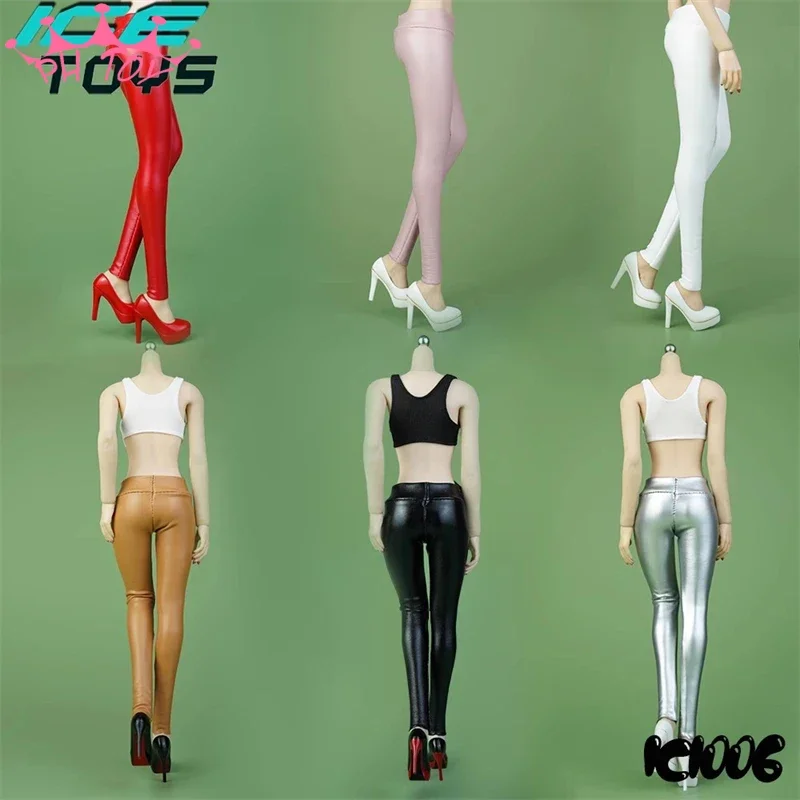 ICE TOYS IC1006, pantalones ajustados elásticos de cuero Pu a escala 1/6, pantalones ajustados elásticos, modelo para figura de acción femenina, muñeca PH TBL Body