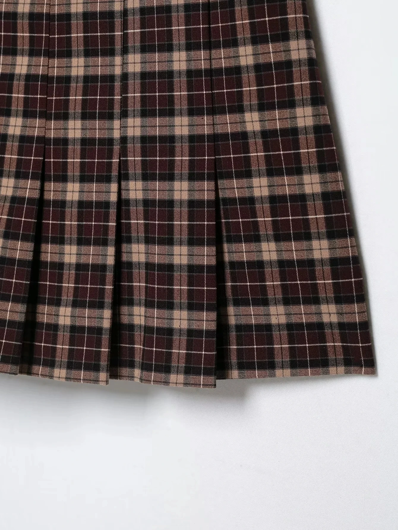 KONDALA Lässiger Chic Damenanzug, Karierter Stehkragen, Langarm, Reißverschluss, Kurzer Mantel, Faltenrock, Shorts, Mode 2026 Herbst-Urlaubsset – Detail 25