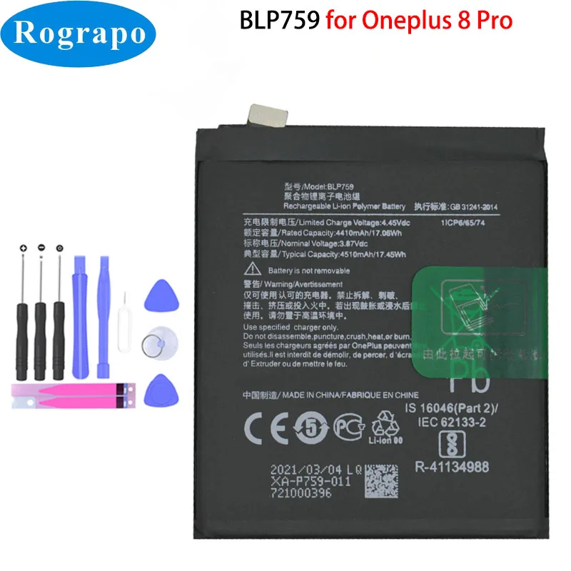 New Battery For OnePlus 1 2 3T 5 5T 6 6T 7 7 Pro 7T 8 8pro 9 9Pro Pro BLP633 BLP637 BLP685 BLP699 BLP743 BLP745 BLP761 BLP759