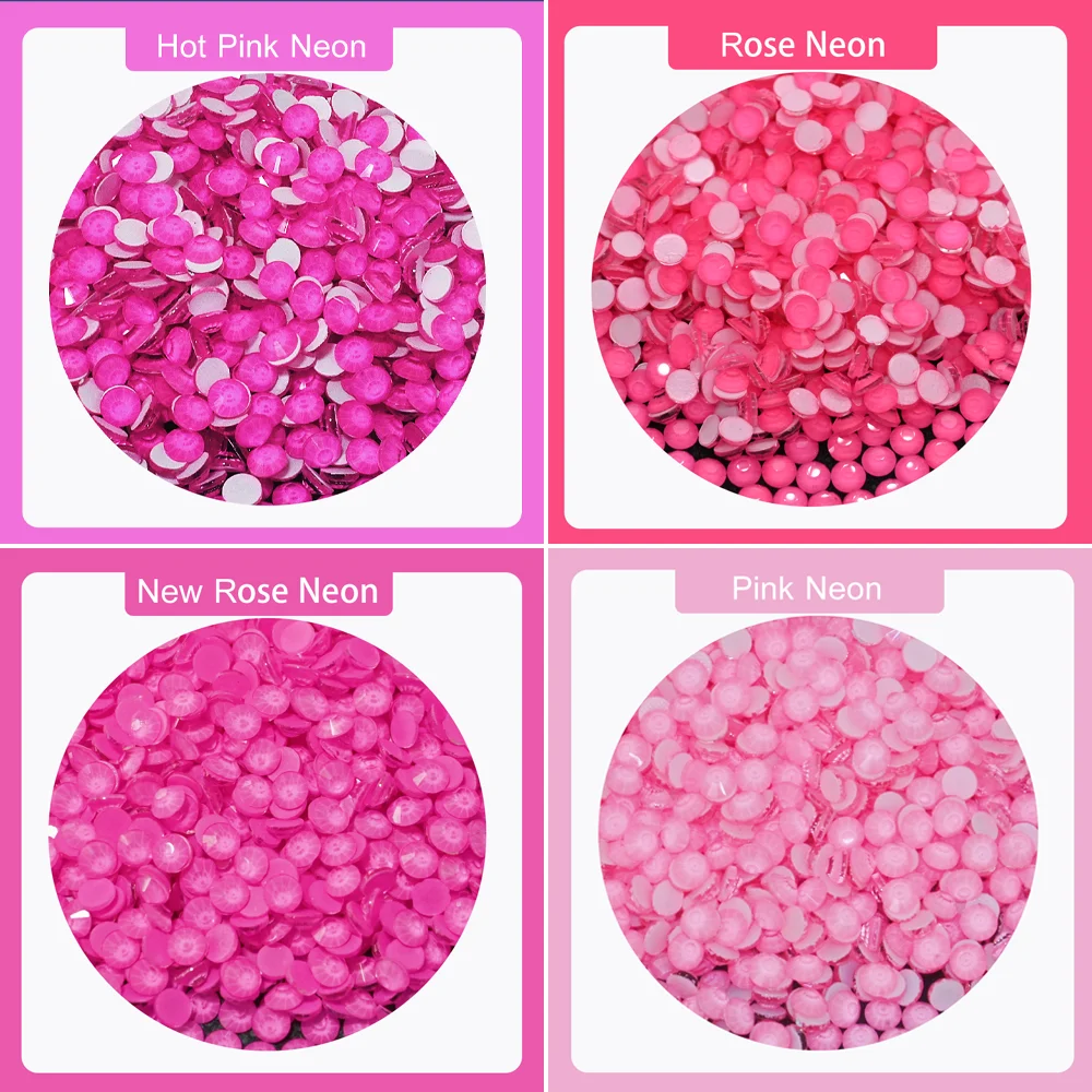 Rose Neon ss4-ss30 Non Hotfix Rhinestones Glass Flatback Crystal for DIY Clothes Dress Decoration Strass