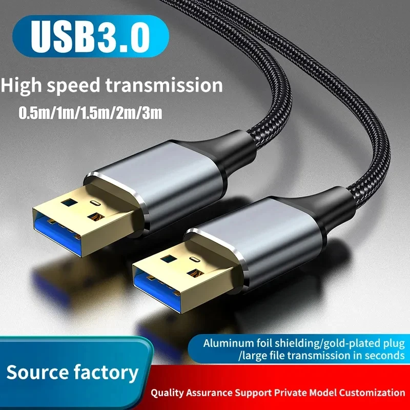 Cable USB 3,0 Cable de extensión USB macho a macho 5Gbps Cable extensor de datos USB 3,0 para PC TV PS4 portátil Cable de extensión USB a USB