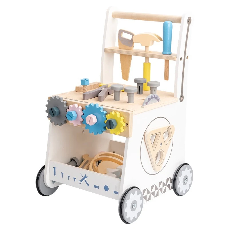 

Wooden children's multi-functional nut tool cart, toddler walker, trolley, walker, educational toy