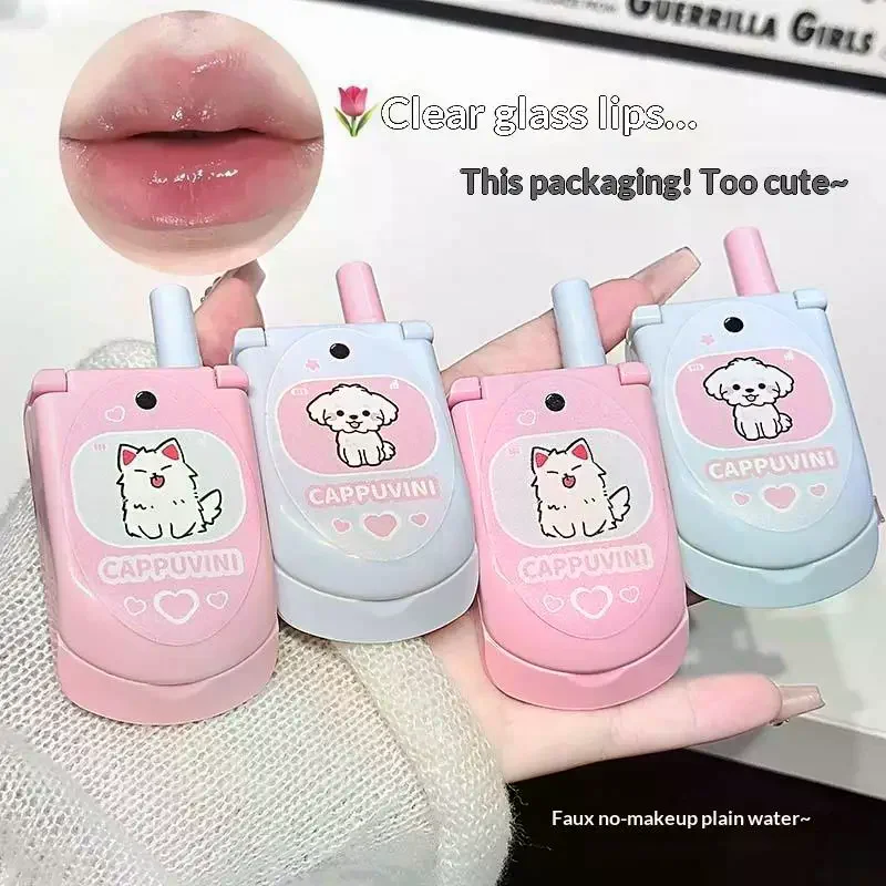 Cappuvini Two-color Solid Lip Gloss 3 In 1 With Mirror Waterproof Lip Balm Juicy Shine Moisturize Non Sticky Lip Stick Makeup