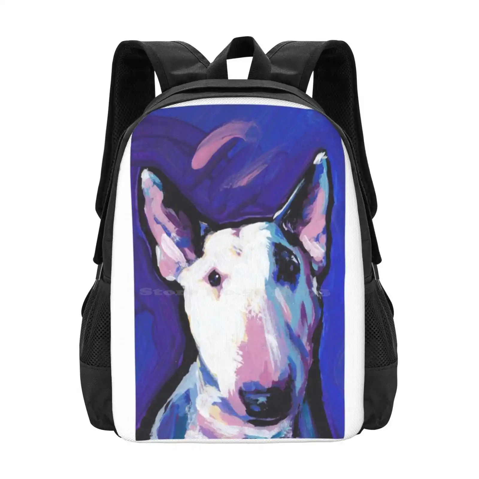 Bull Terrier Dog Bright Colorful Pop Dog Art Pattern Design Laptop Travel School Bags Bull Terrier Colorful Art Fun Dog Art Pop