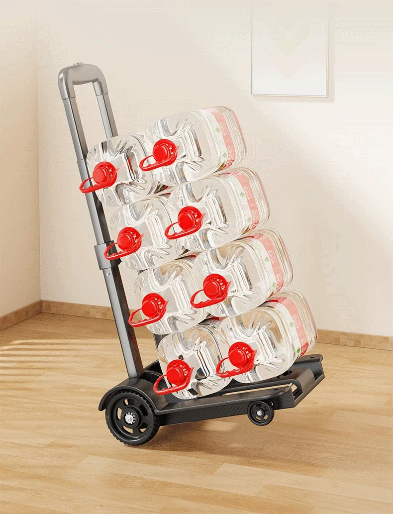 Tragbarer, faltbarer, robuster Handwagen, Schwerlast-Gepäckwagen, Trolley für den täglichen Gebrauch, zum Einkaufen, Umziehen und Transportieren von Waren – Detail 4