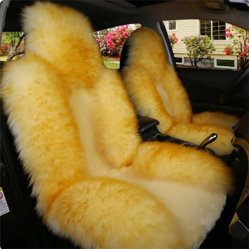 Universal Car Winter Wool Warm Front Seat Cover Luxury High Quality Australian Fur Seat Cushion Auto Interior Accessories