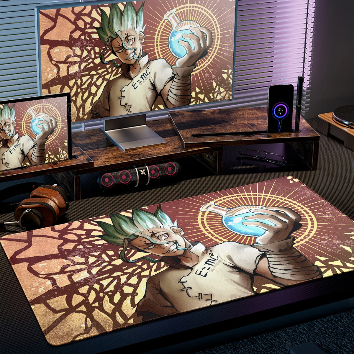 

Large PC Gaming Anime Dr Stone Mouse Pad Ishigami Senkuu Computer Gamer Accessories Keyboard Extension Pad Office Mats for Boys