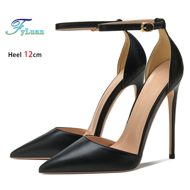 

Женские сандалии с острым носком, пикантная элегантная женская обувь сбоку, 8 см, 10 см, 12 см, летние женские офисные туфли на тонком высоком каблуке, размер 34-46