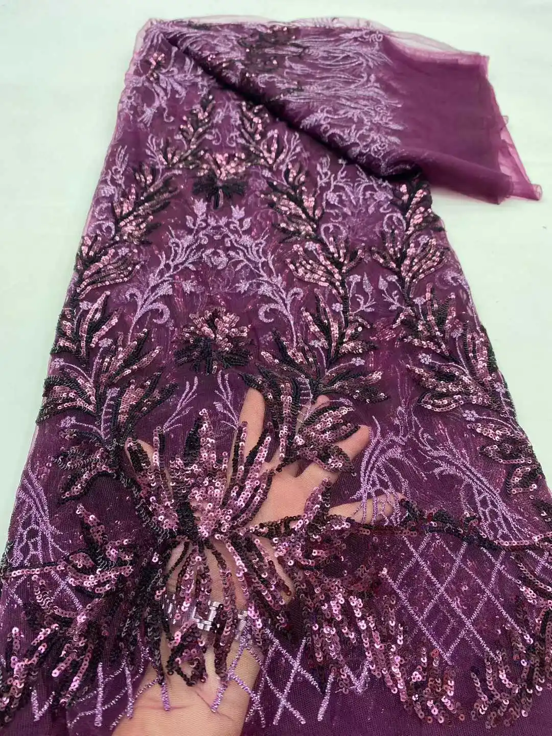 African Lace Fabric 2025 Sequins Embroidery Nigerian Bridal High Quality French Tulle Lace Fabric for Dresses Sewing CC1667