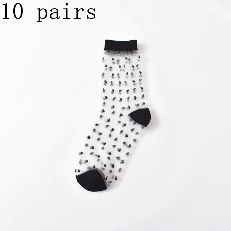 5/10 Paar transparente neue Glass trümpfe Damen Socken Mittel rohr Socken japanische Kartens trümpfe Sommer Frauen Kristalls ocken