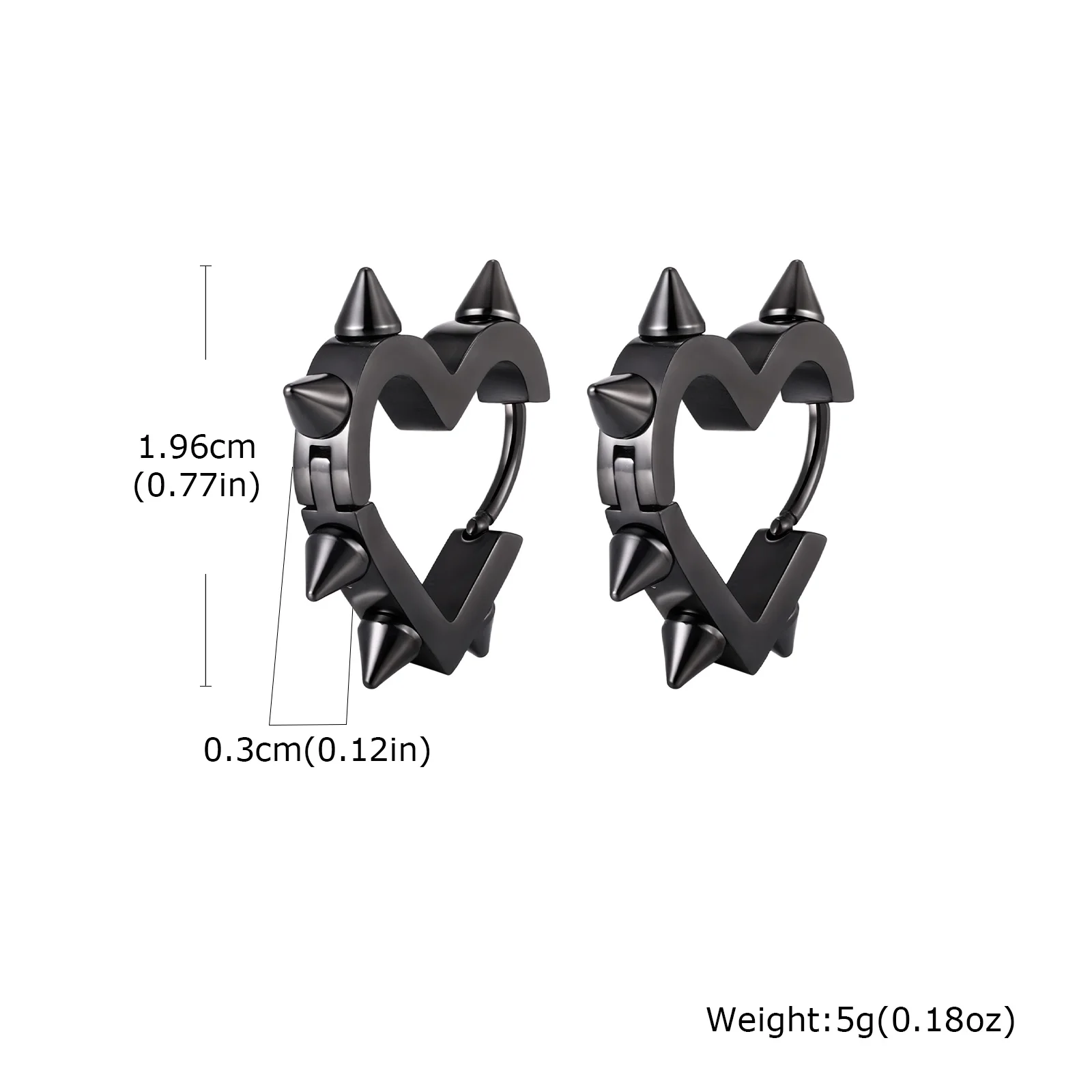 Kreative Gothic Punk Nieten Herz Creolen, Edelstahl Geometrische Piercing Ohrringe, Einzigartiger cooler Schmuck für Party