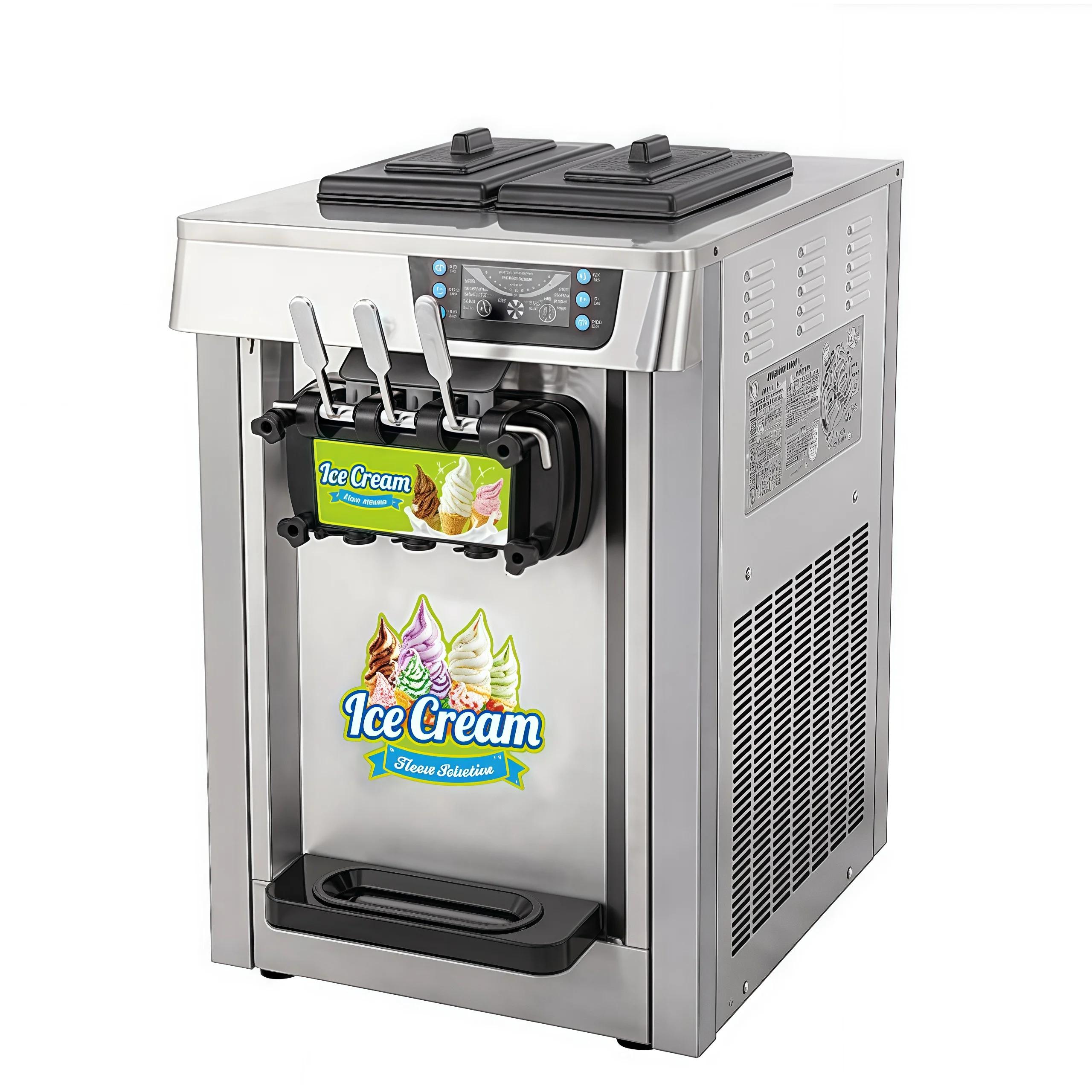 New Commercial Automatic 3 Flavors Milk Soft Serve Ice Cream Machine High Productivity Desktop Mini Maker Bakery Cafe