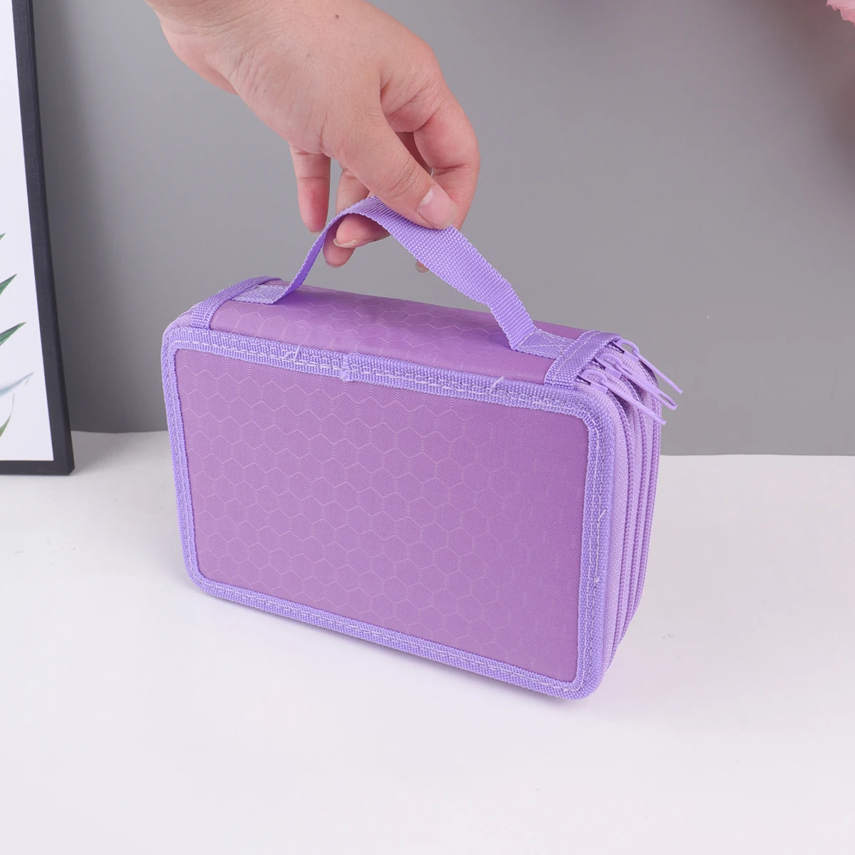 Retro 3-stöckige quadratische Aufbewahrungsbox für Bürobedarf und Schülerzubehör, tragbares Federmäppchen mit großem Fassungsvermögen