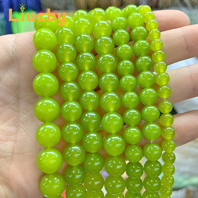 Natural Stone Grape Green Chalcedony Jades Beads Diy woman Bracelets Necklace for Jewelry Making 4/6/8/10/12/14mm 15\