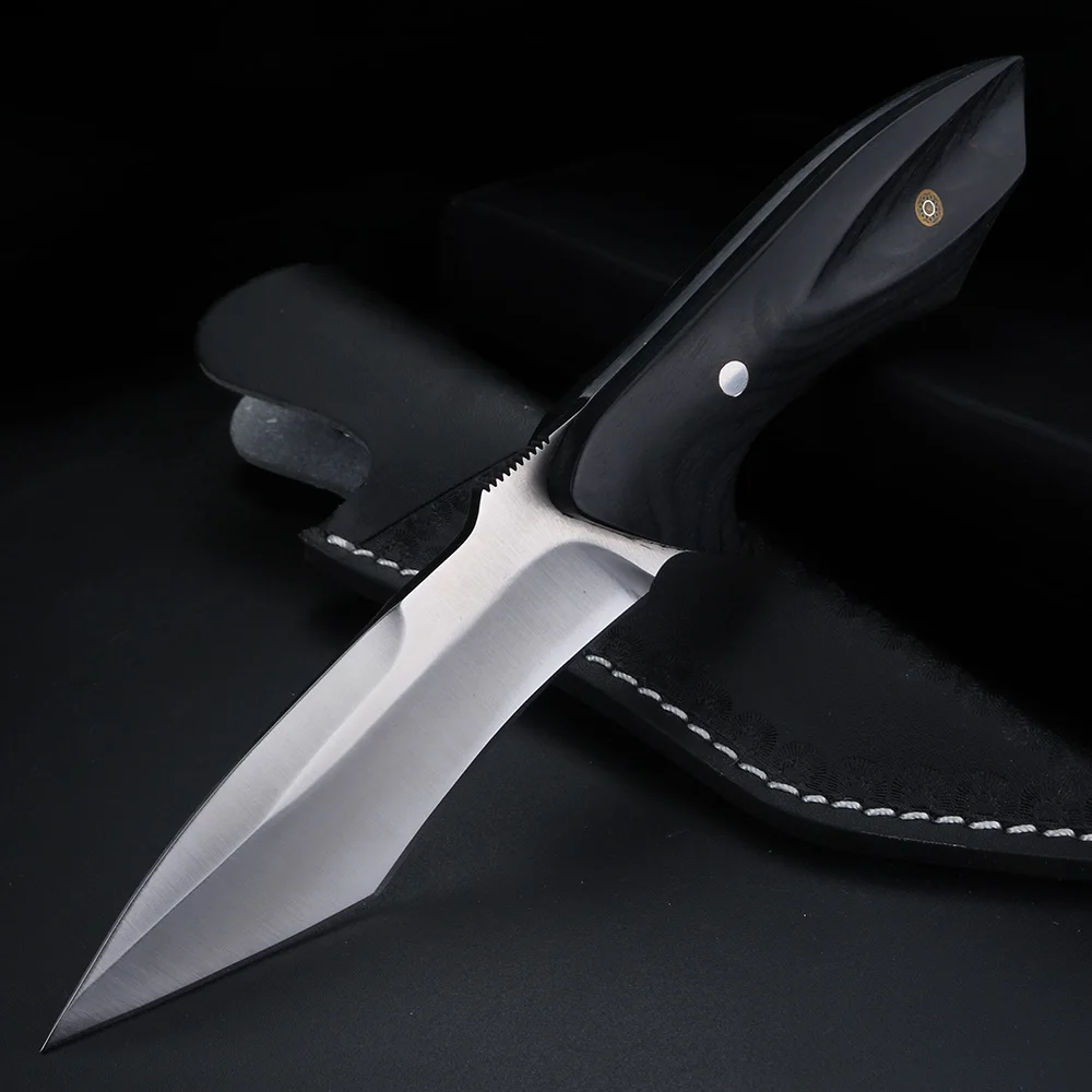 Cuchillo plegable afilado con mango de madera negra, campo de alta dureza, Camping, caza, cuchillo corto, cuchillo táctico de autodefensa, 9CR18Mov