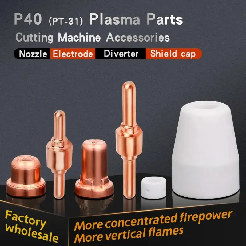 100-Piece Plasma Cutter Consumables Kit – Electrodes, Nozzles, Shield Cups & Swirl Rings For LG-40 PT-31